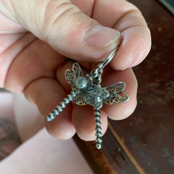 Sterling and Moonstone Dragonfly Earrings - Picture 5 of 5